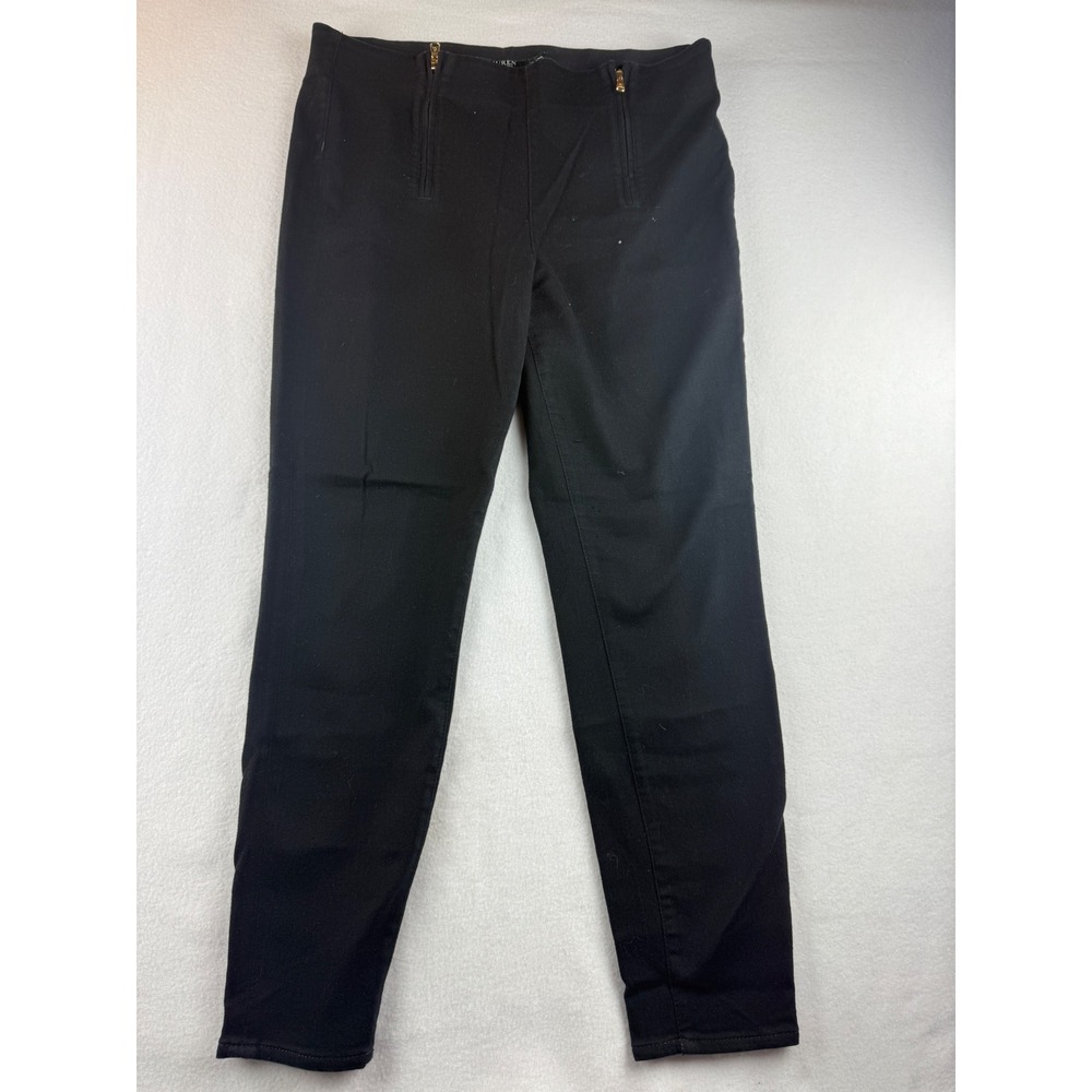 Lauren Ralph Lauren Women's Black Slim Leg Ankle Pants Size 14 Gold Zip Detail